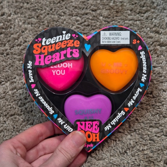 NeeDoh Teenie Squeeze Hearts Stress Ball Toy Set of 3 Valentine Gift NEW - Picture 2 of 6